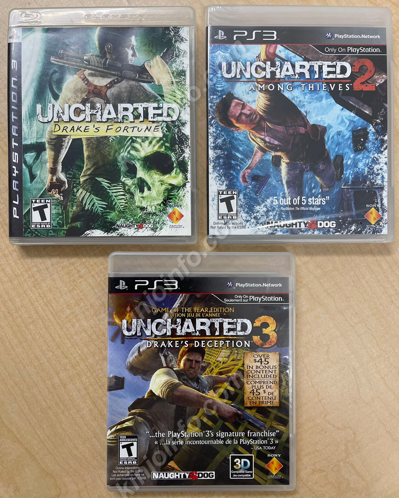 Uncharted（アンチャーテッド）メインシリーズ３作品セット【中古美品・PS3北米版】
