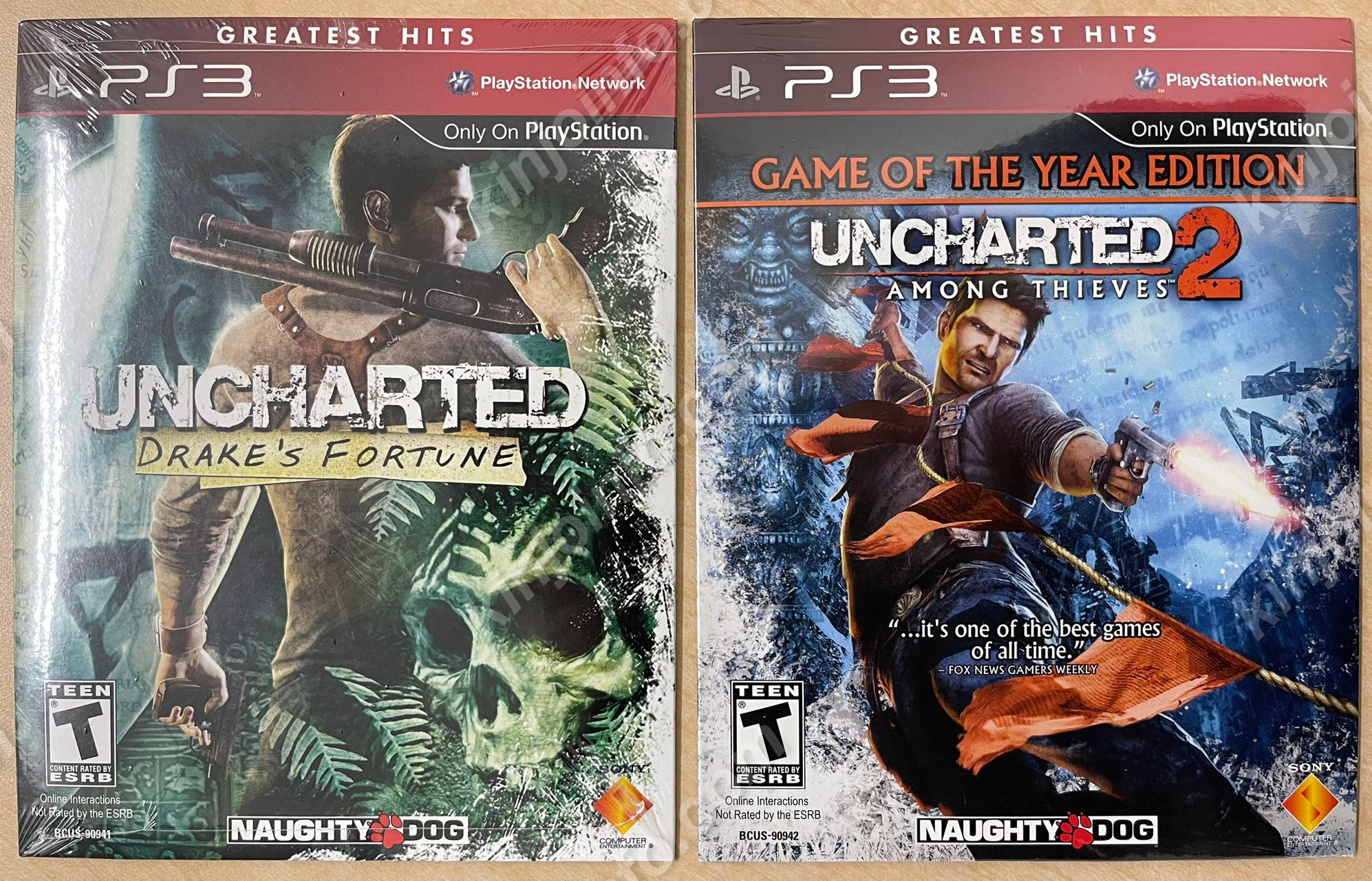 Uncharted（アンチャーテッド）メインシリーズ2作品セット【中古美品・PS3北米版】