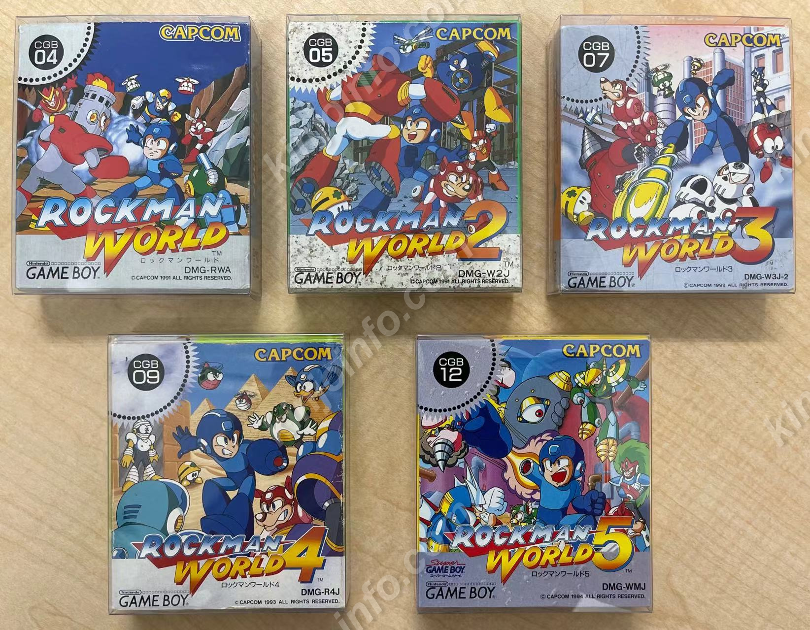 ロックマンワールドシリーズ５本セット【中古美品・完品・GB日本版