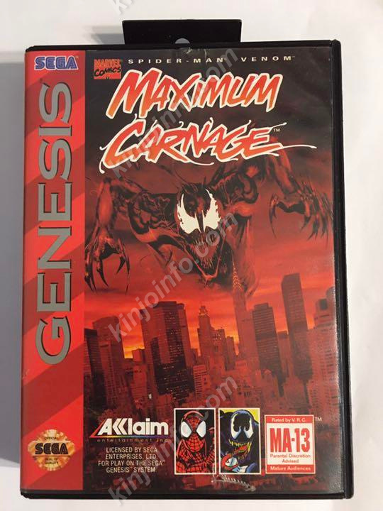 MAXIMUM CARNAGE（スパイダーマン&ベノム カーネイジの逆襲）【中古・赤色版・genesis北米版】