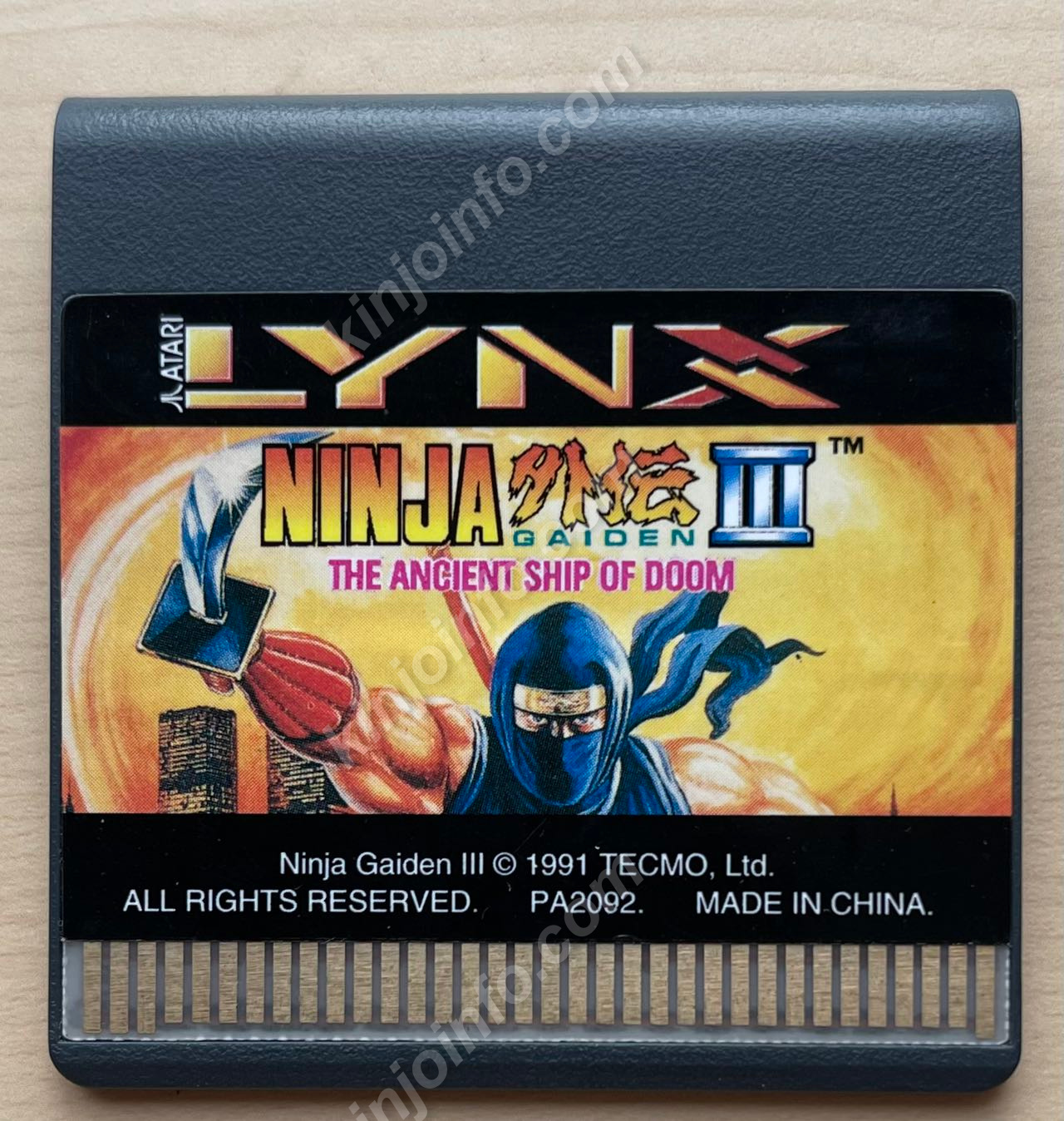 Ninja Gaiden III: The Ancient Ship of Doom （忍者龍剣伝III 黄泉の方船）【中古美品・LYNX欧州版】