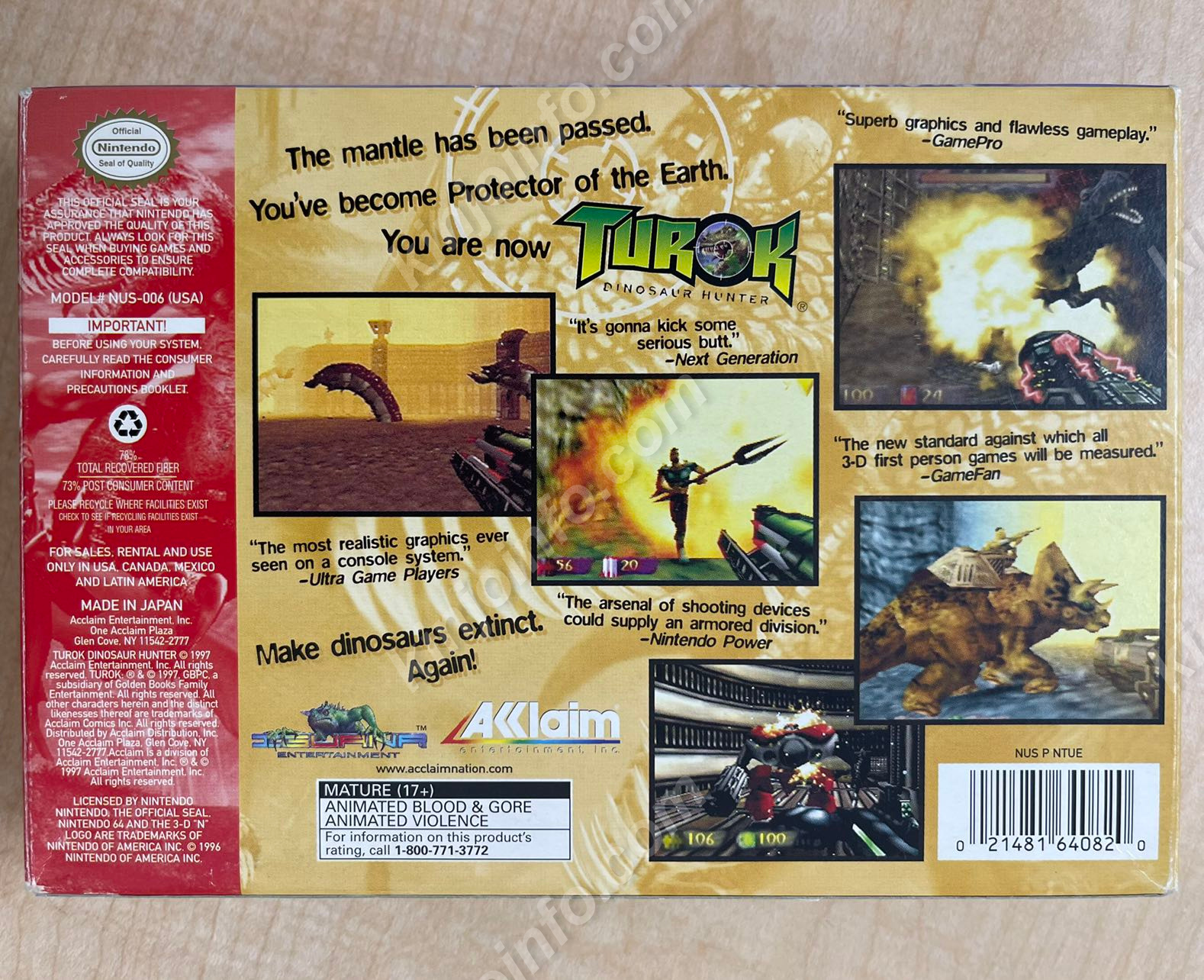 turok dinosaur hunter時空戦士テュロック中古美品n64北米版 kinjoinfo